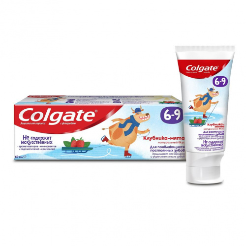 Зубная паста детская "Colgate" вкус Клубники и Мяты 6-9 лет 60 мл