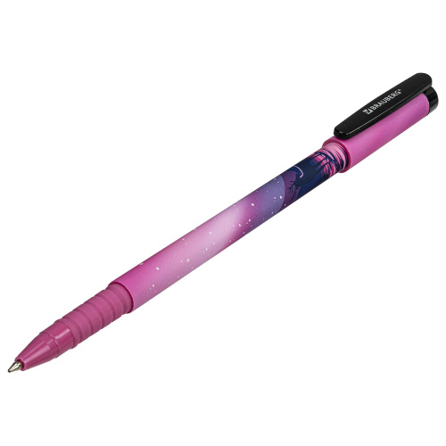 Ручка шариковая BRAUBERG SOFT TOUCH GRIP "STARS", мягкое покрытие, узел 0,7 мм, синяя фото 5