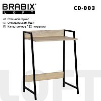 Стол на металлокаркасе BRABIX "LOFT CD-003", 640х420х840 мм, цвет дуб натуральный