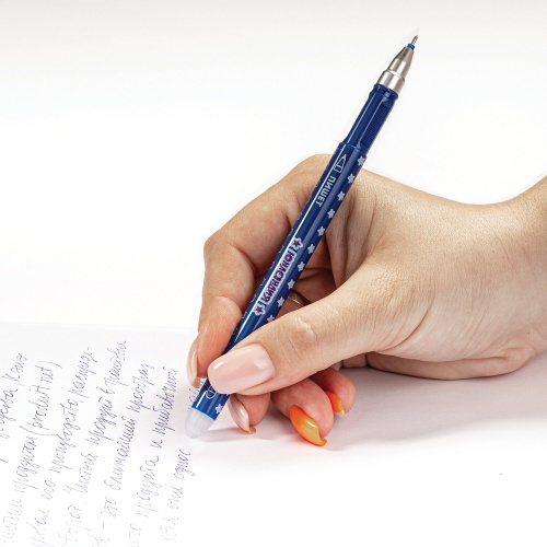 Ручка стираемая гелевая ЮНЛАНДИЯ "Звёзды", корпус ассорти, линия письма 0,35 мм, синяя фото 8