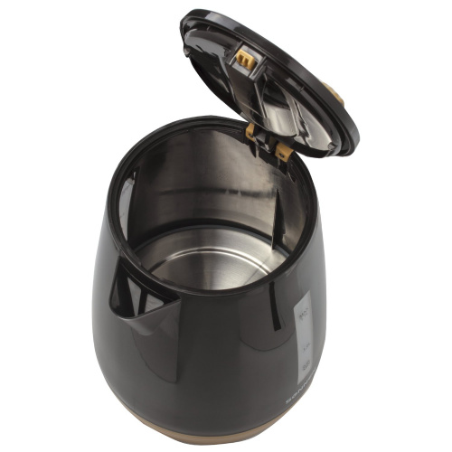 Чайник SONNEN, 1,7 л, 2200 Вт, закрытый нагревательный элемент, пластик, черный/горчичный фото 6