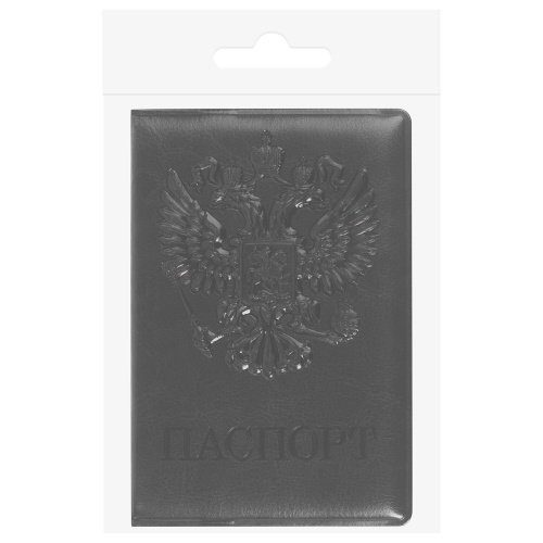 Обложка для паспорта STAFF "ГЕРБ", полиуретан под кожу, черная фото 6