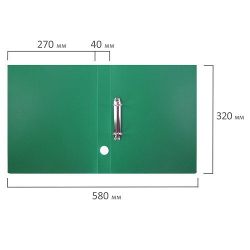 Папка на 2 кольцах STAFF, 40 мм, 0,5 мм, до 300 листов, зеленая фото 5