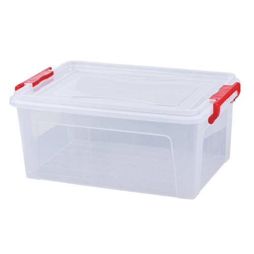 Ящик IDEA, 14 л, 18х43х28 см, пластиковый, прозрачный, с крышкой на защелках, для хранения фото 3