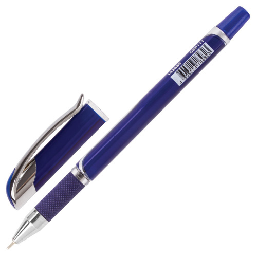 Ручка шариковая масляная с грипом BRAUBERG "Sigma Plus", печать, линия письма 0,35 мм, синяя фото 8