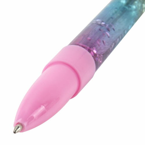 Ручка с топпером и блестками шариковая ЮНЛАНДИЯ "Единорог", пишущий узел 0,7 мм, синяя фото 7