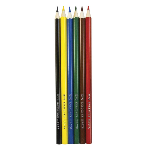 Карандаши цветные ЛУЧ "Классика", 6 цветов, заточенные, шестигранные, картонная упаковка фото 2