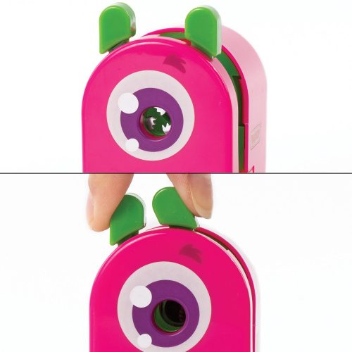 Точилка механическая ПИФАГОР "Монстрик", корпус розовый, для чернографитных и цветных карандашей фото 5
