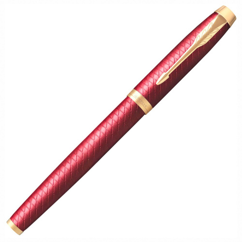 Ручка-роллер PARKER "IM Premium Red GT", корпус красный лак, позолоченные детали, черная фото 4