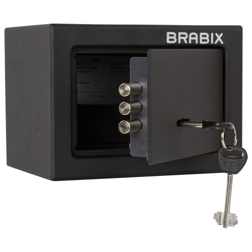 Сейф мебельный BRABIX "SF-140KL", 140х195х140 мм, ключевой замок, черный