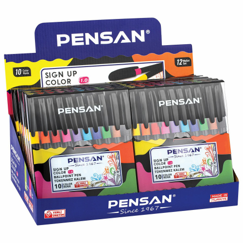 Ручки шариковые масляные с грипом PENSAN "Sign-Up Color", 10 цв., узел 1 мм, линия письма 0,8 мм фото 2