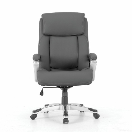 Кресло офисное BRABIX PREMIUM "Level EX-527", пружинный блок, рециклированная кожа, серое фото 2