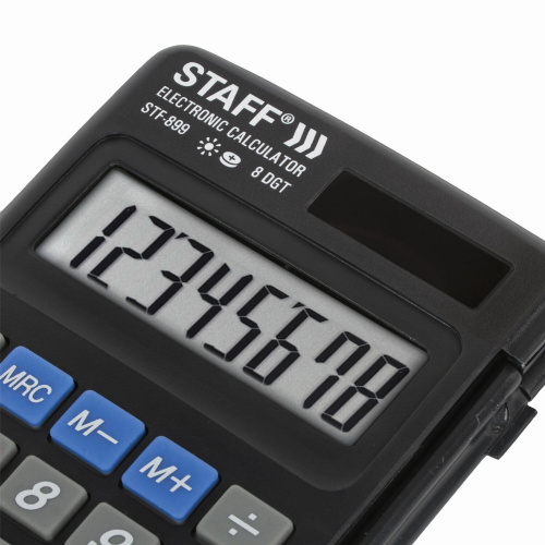 Калькулятор карманный STAFF STF-899, 117х74 мм, 8 разрядов, двойное питание фото 8