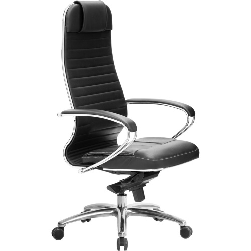 Кресло офисное МЕТТА "SAMURAI" KL-1.04, рецик. кожа, черное фото 6