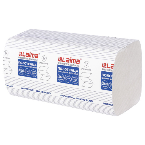 Полотенца бумажные LAIMA, 250 шт., 1-слойные, белые, 15 пачек, 23х23, V-сложение фото 6