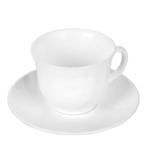 Набор чайный LUMINARC "Trianon", на 6 персон, 6 чашек объемом 220 мл и 6 блюдец, белое стекло фото 5