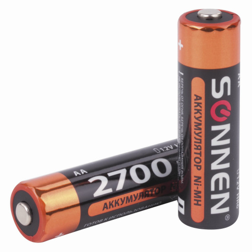 Батарейки аккумуляторные SONNEN, АА, (2 шт в комп.), 2700 mAh, в блистере фото 7