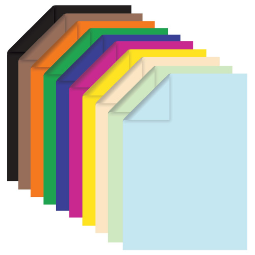 Цветная бумага BRAUBERG, А4, тонированная, 100 л., 10 цв., склейка, 80 г/м2, 210х297 мм фото 8