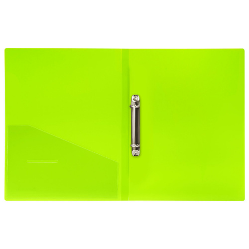Папка на 2 кольцах BRAUBERG "Neon", 25 мм, до 170 листов, внутренний карман, неоновая, зеленая фото 5