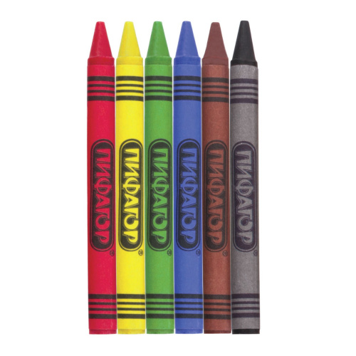 Восковые карандаши ПИФАГОР "СОЛНЫШКО", 6 цветов фото 2