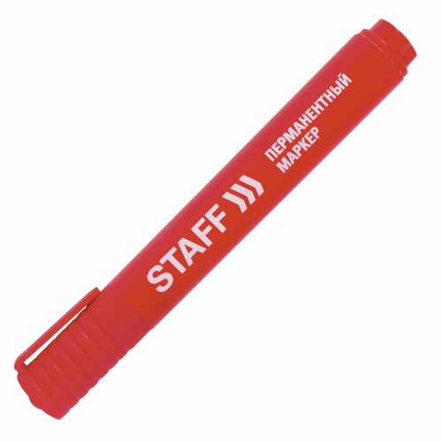 Маркер перманентный (нестираемый) STAFF "Basic", круглый наконечник, 2,5 мм, красный фото 2
