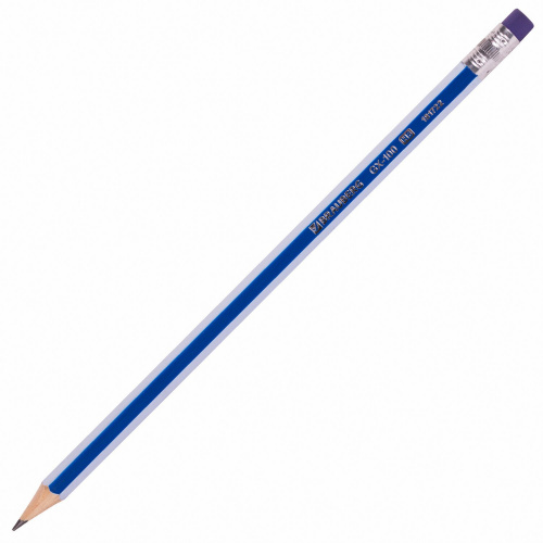 Набор карандашей чернографитных BRAUBERG "GX-100", 12 шт., HB, с ластиком, корпус синий фото 8