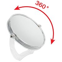 Зеркало настольное BRABIX, круглое, диаметр 17 см, двустороннее, прозрачная рамка