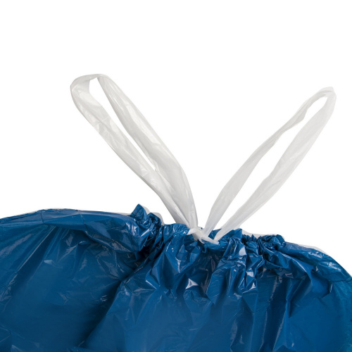 Мешки для мусора с завязками LAIMA, 120 л. синие, в рулоне 10 шт., прочные, ПВД 35 мкм фото 2