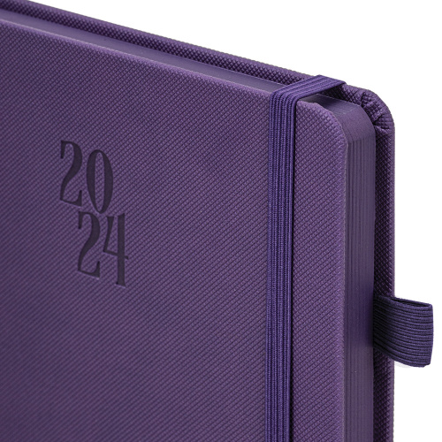 Ежедневник датированный 2024 А5 138х213 мм BRAUBERG "Plain", под кожу, с резинкой, фиолетовый, 115001 фото 5