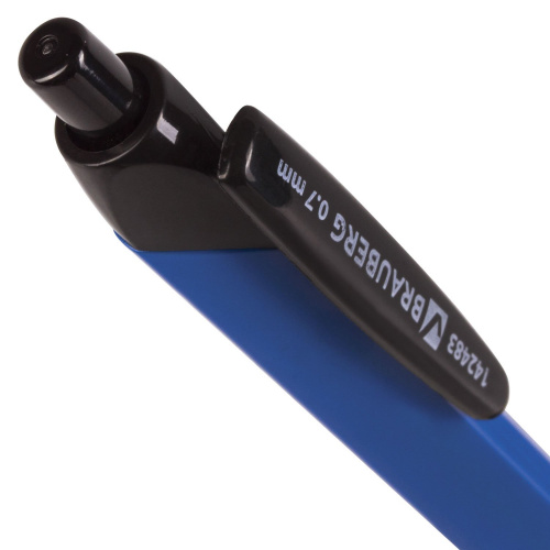 Ручка шариковая масляная автоматическая с грипом BRAUBERG "Booster", трехгранная, синяя фото 6