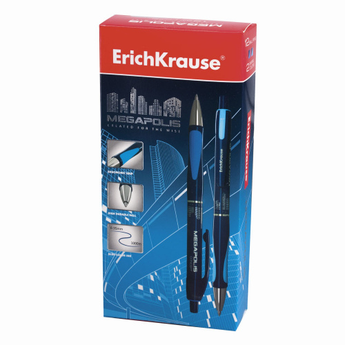 Ручка шариковая автоматическая ERICH KRAUSE "Megapolis Concept", линия письма 0,35 мм, синяя фото 2