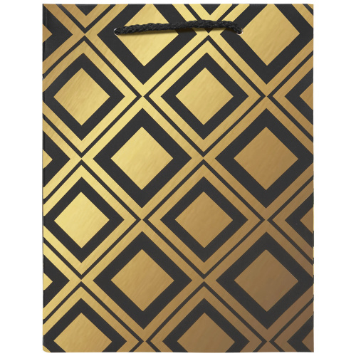 Пакет подарочный 17,8x9,8x22,9 см ЗОЛОТАЯ СКАЗКА "Gold Luxury", тиснение фольгой, черный фото 2