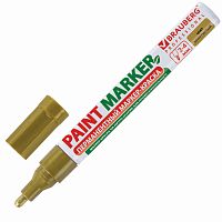 Маркер-краска лаковый (paint marker) BRAUBERG PROFESSIONAL, 4 мм, без запаха, алюминий, золотой