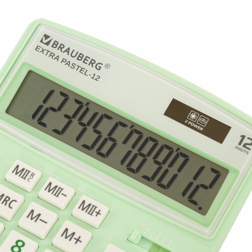 Калькулятор настольный BRAUBERG, 206x155 мм, 12 разрядов, двойное питание, мятный фото 3