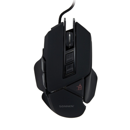Мышь проводная игровая SONNEN Q10, 7 кнопок, программируемая, 6400 dpi, LED-подсветка, черная фото 7