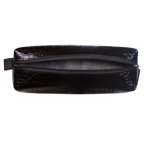 Пенал-косметичка BRAUBERG "Ultra black", 20х6х4 см, "крокодиловая кожа" фото 3