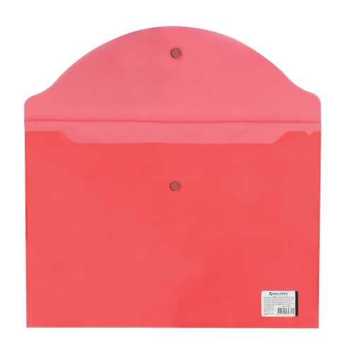 Папка-конверт с кнопкой BRAUBERG, А4, до 100 листов, 0,15 мм, прозрачная, красная фото 8