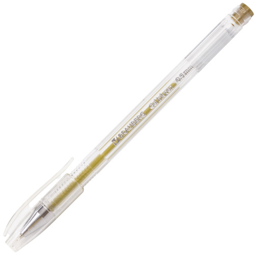 Ручка гелевая BRAUBERG "Jet", корпус прозрачный, узел 0,5 мм, линия письма 0,35 мм, золотистая фото 8