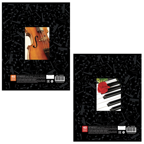 Тетрадь для нот BRAUBERG, А4, 40 л., обложка мелованный картон, вертикальная, 2 вида фото 2