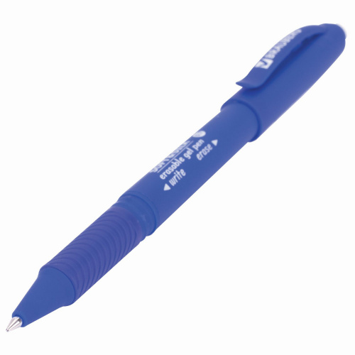 Ручка стираемая гелевая с грипом BRAUBERG "SOFT&SILK", линия письма 0,5 мм, синяя фото 2