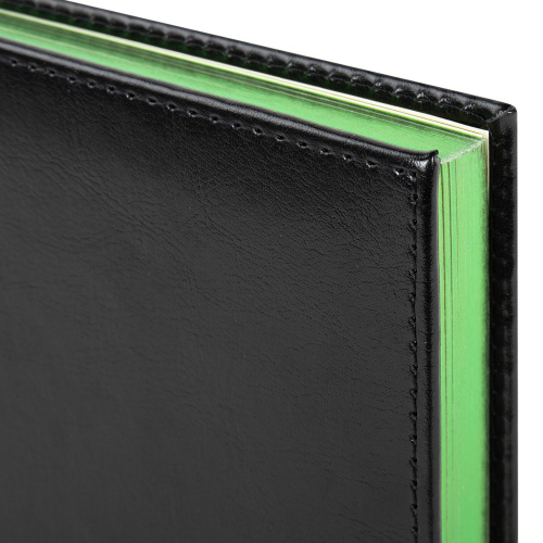 Ежедневник недатированный BRAUBERG "FLAME", А5, 138х213 мм, под кожу, 160 л., черный, зеленый срез фото 9