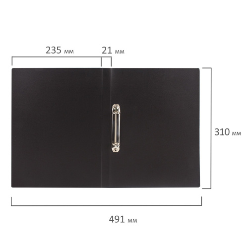 Папка на 2 кольцах BRAUBERG "Office", 21 мм, до 120 листов, 0,5 мм, черная фото 8