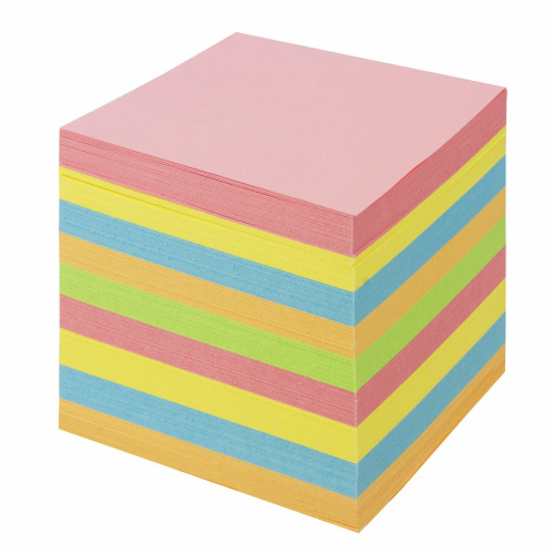 Блок для записей BRAUBERG в подставке прозрачной, куб 9х9х9 см, цветной фото 2