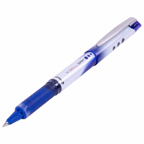Ручка-роллер с грипом PILOT "V-Ball Grip", корпус с печатью, линия письма 0,3 мм, синяя фото 3