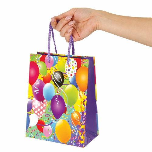 Пакет подарочный ЗОЛОТАЯ СКАЗКА "Воздушные шары", 17,8x9,8x22,9 см, ламинированный фото 5