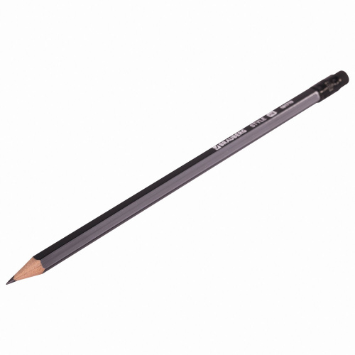 Набор карандашей чернографитных BRAUBERG "Style", 4 шт., HB, с ластиком, корпус черно-серый фото 5