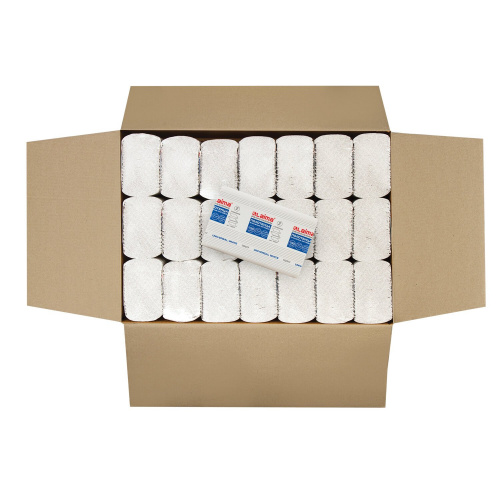 Полотенца бумажные LAIMA, 190 шт., 1-слойные, белые, 21 пачка, 22,5х20,5 см, Z-сложения фото 5