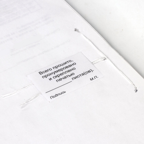 Набор для прошивки документов STAFF, игла 80 мм, нить 30 м, наклейки "Прошито, пронумеровано" 10 шт. фото 7
