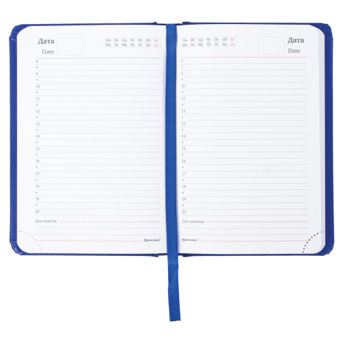 Ежедневник недатированный BRAUBERG "Select", А6, 100x150 мм, балакрон, 160 л., синий фото 7