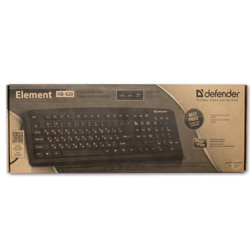 Клавиатура проводная DEFENDER Element HB-520, разъем PS/2, 104 клавиши, 3 доп. клавиши, черная фото 2